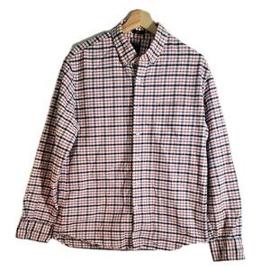 J.Crew Flex Oxford Slim Shirt Mens L Plaid Button Down